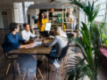 businesswoman leading a presentation in loft office